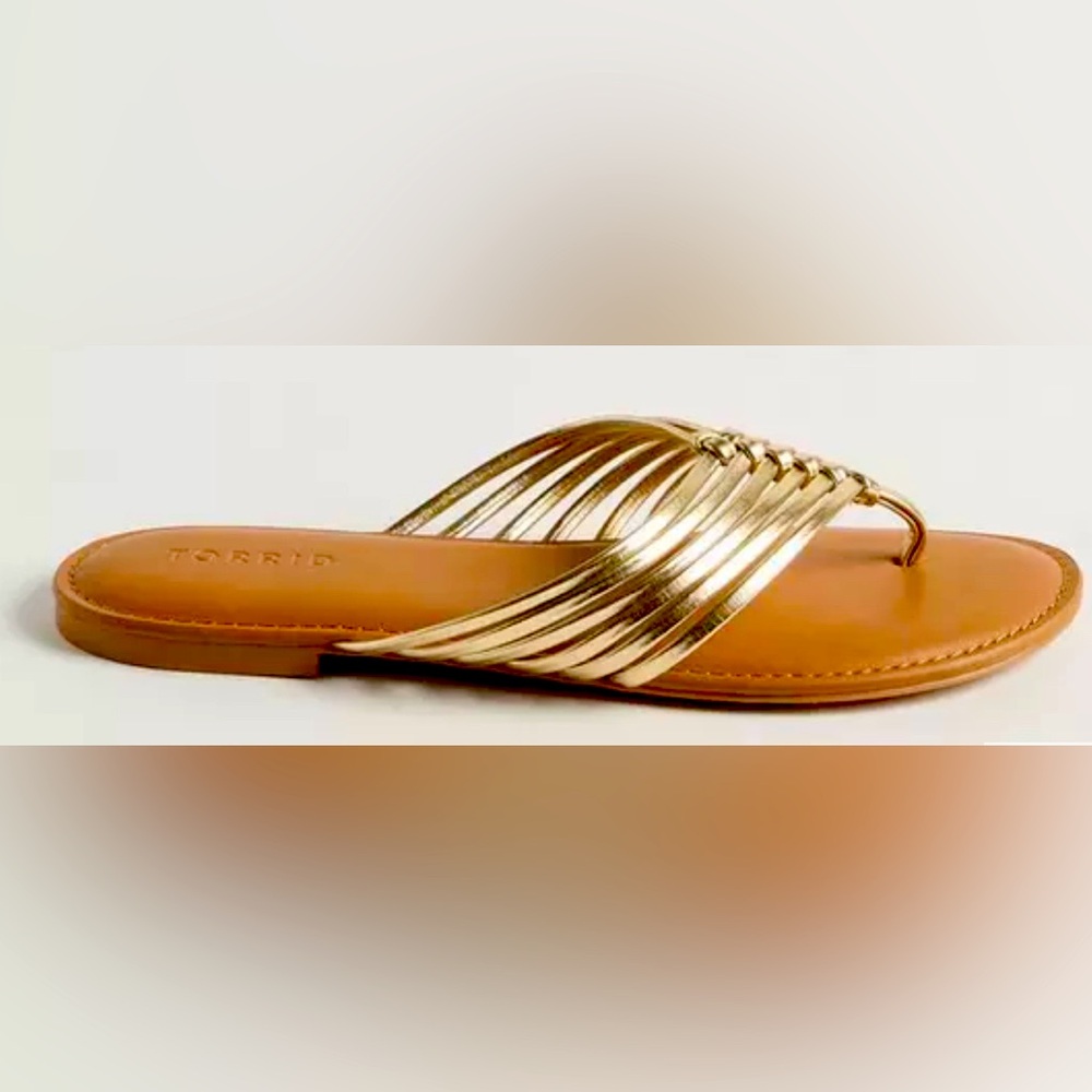 Torrid Strap Gold Band Sandals 9.5 W Spring Summer Casual Weekdays Beach Island